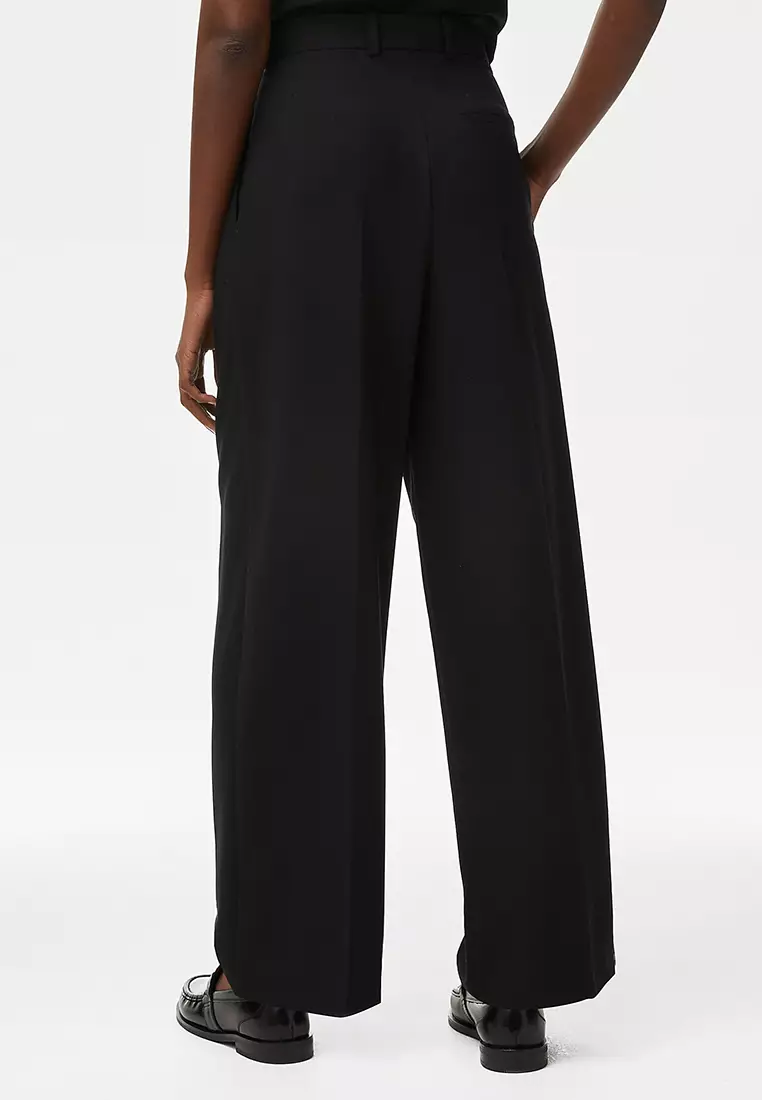 Pleat Front Relaxed Wide Leg Trousers