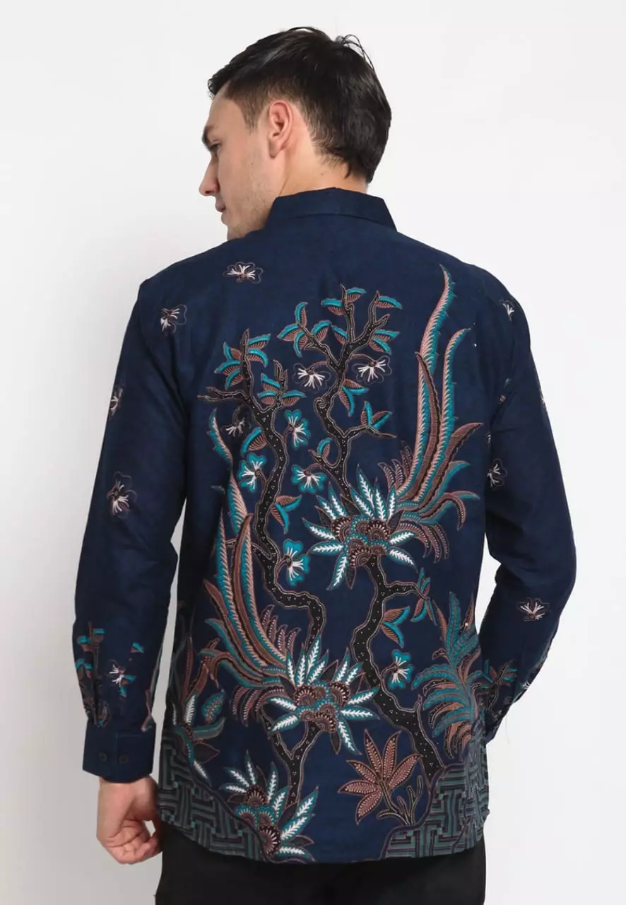 Kemeja Batik Pria Premium Slimfit Elegant Modern Lengan Panjang Jayadrata Navy