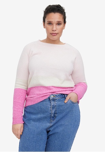 Vero Moda pink Plus Size Doffy Block Pullover 44B50AAE556059GS_1
