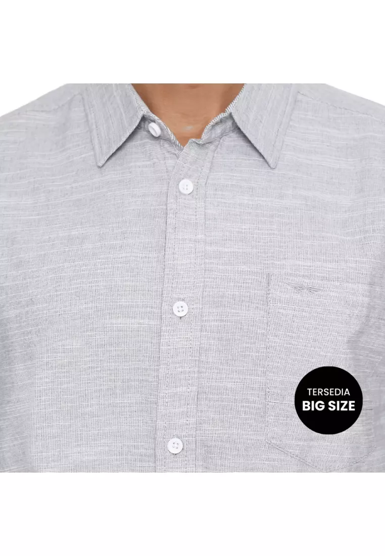 RBJ Kemeja Polos Cotton Abu Regular Fit Pria
