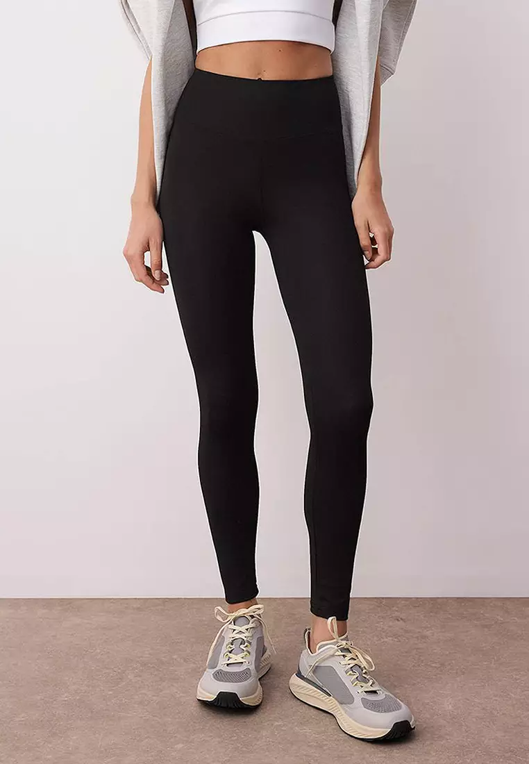 Black Diver/Scuba Full Length Knitted Sports Leggings