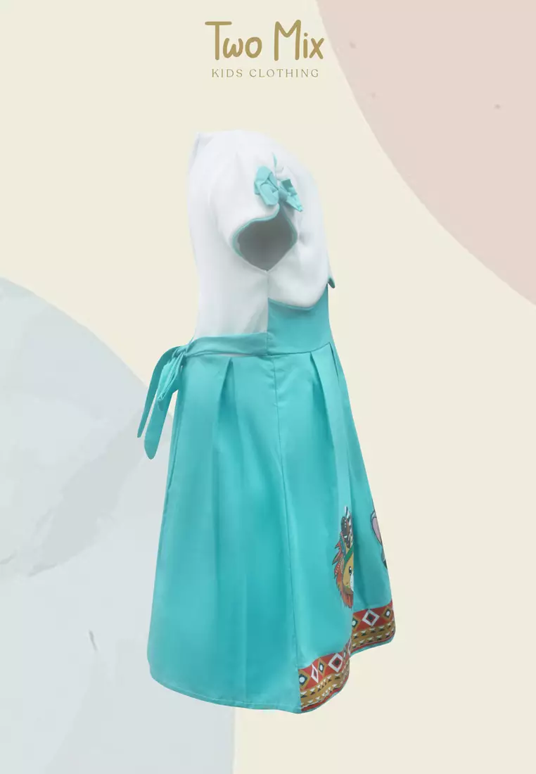 Two Mix Dress Anak Perempuan  - Gaun Anak Bahan Katun usia 1-12 tahun 4212