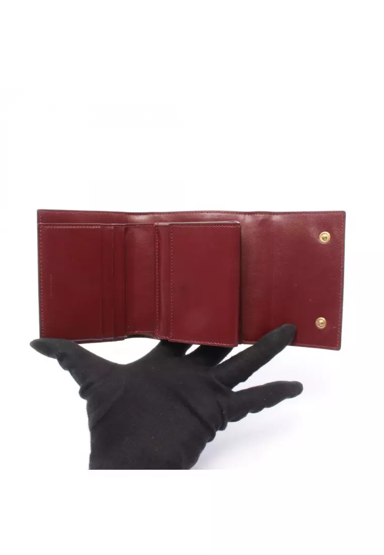 Pre-Loved Celine Small trifold wallet trifold wallet leather Bordeaux
