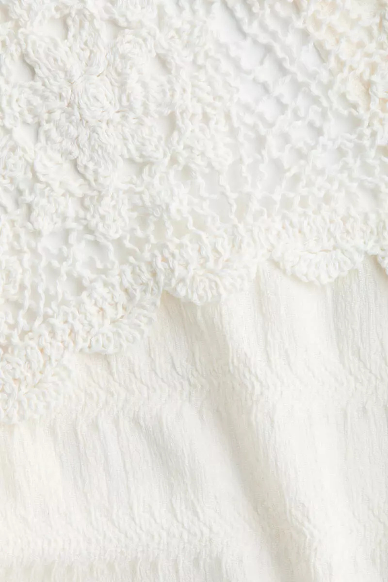 Crochet-look-section textured top