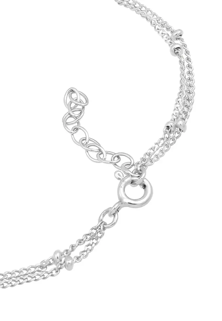 Gelang Perhiasan Perak 925 Wanita Layer Ball Chain