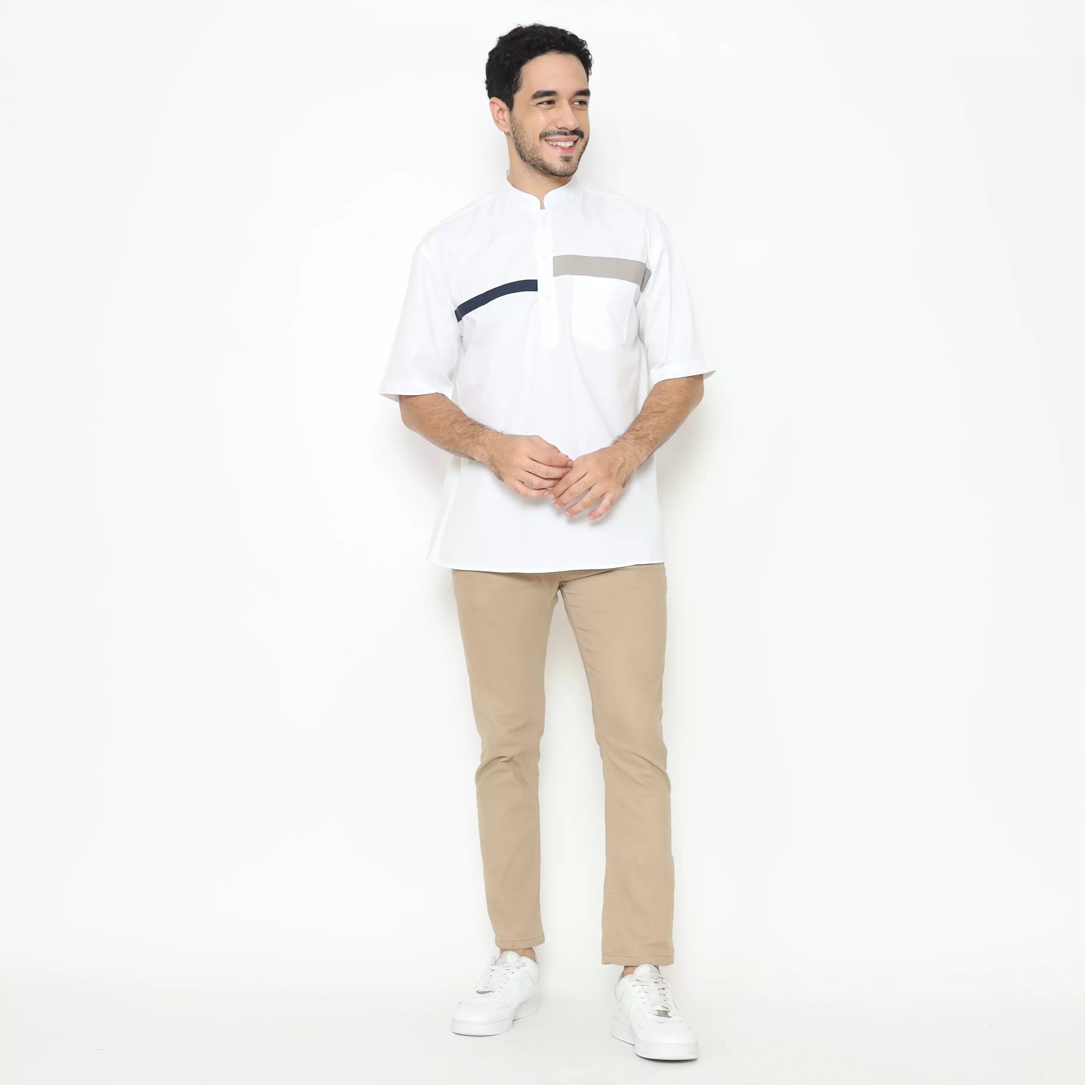 AMK Kemeja Koko Pria Lengan Pendek KK BB 005 S/s Cap 6 White