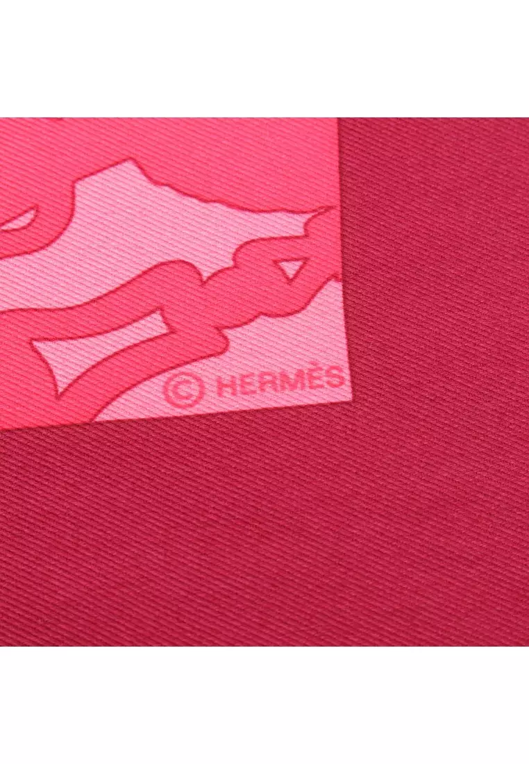 Pre-Loved Hermès carres 70 EN DESORDRE scarf silk Bordeaux pink