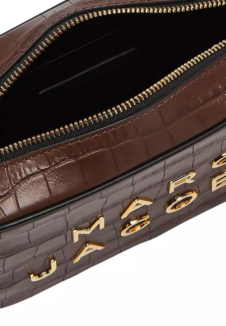 Croc Embossed Flash Camera Bag Dark Brown