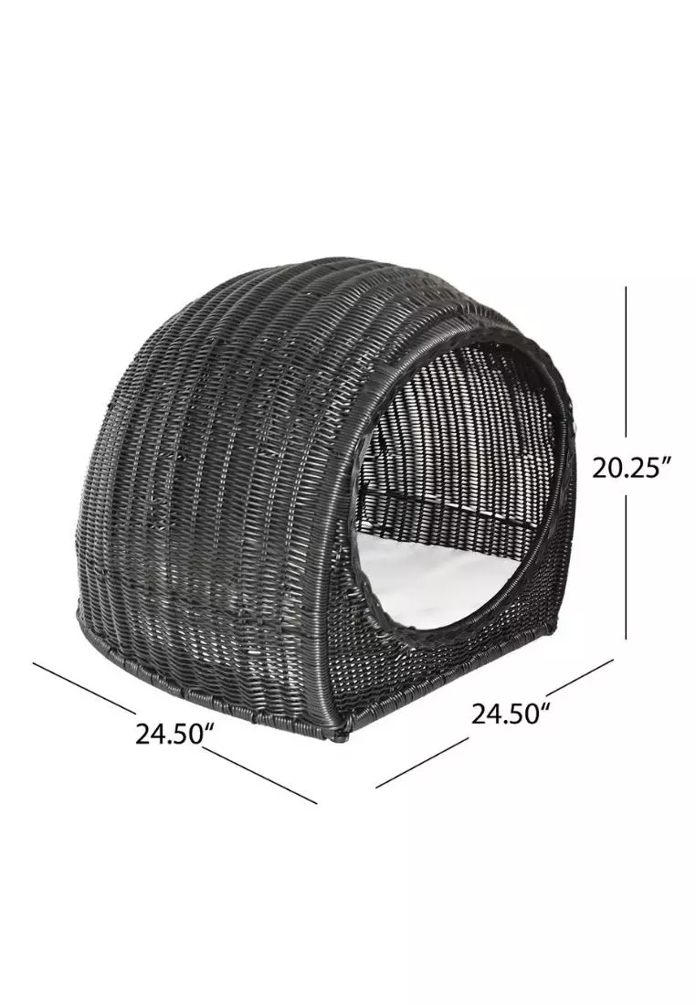 Buy FURNY MATTER Hayes Outdoor Wicker Igloo Cushioned Pet Bed Online