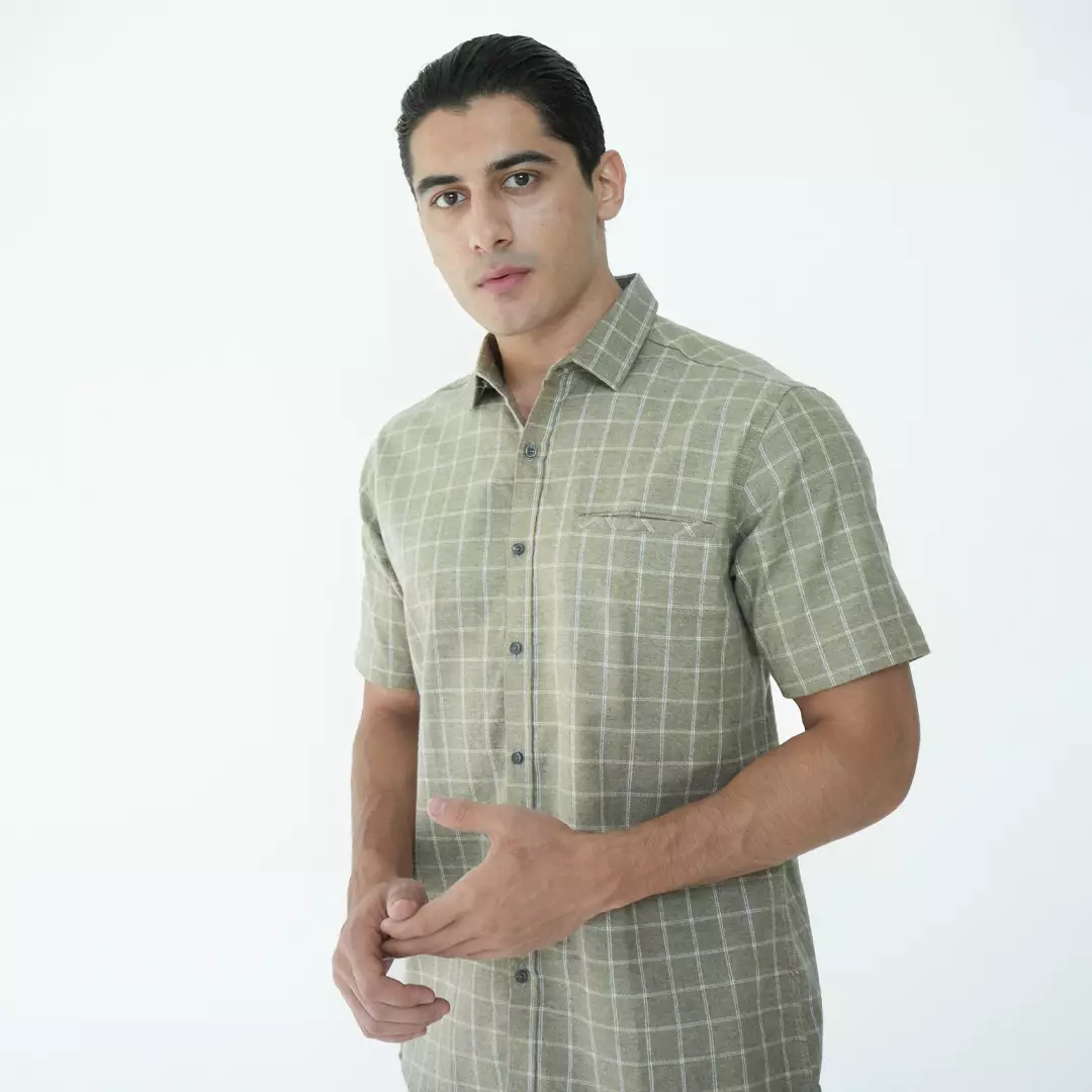 Casella Kemeja Chicago Pria Lengan Pendek Exclusive Motif Kotak 2349 Desert