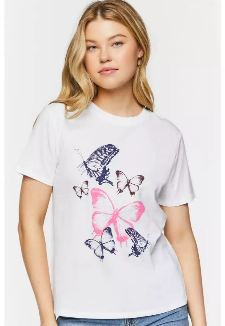 Buy FOREVER 21 Butterfly Graphic Tee 2023 Online ZALORA Philippines