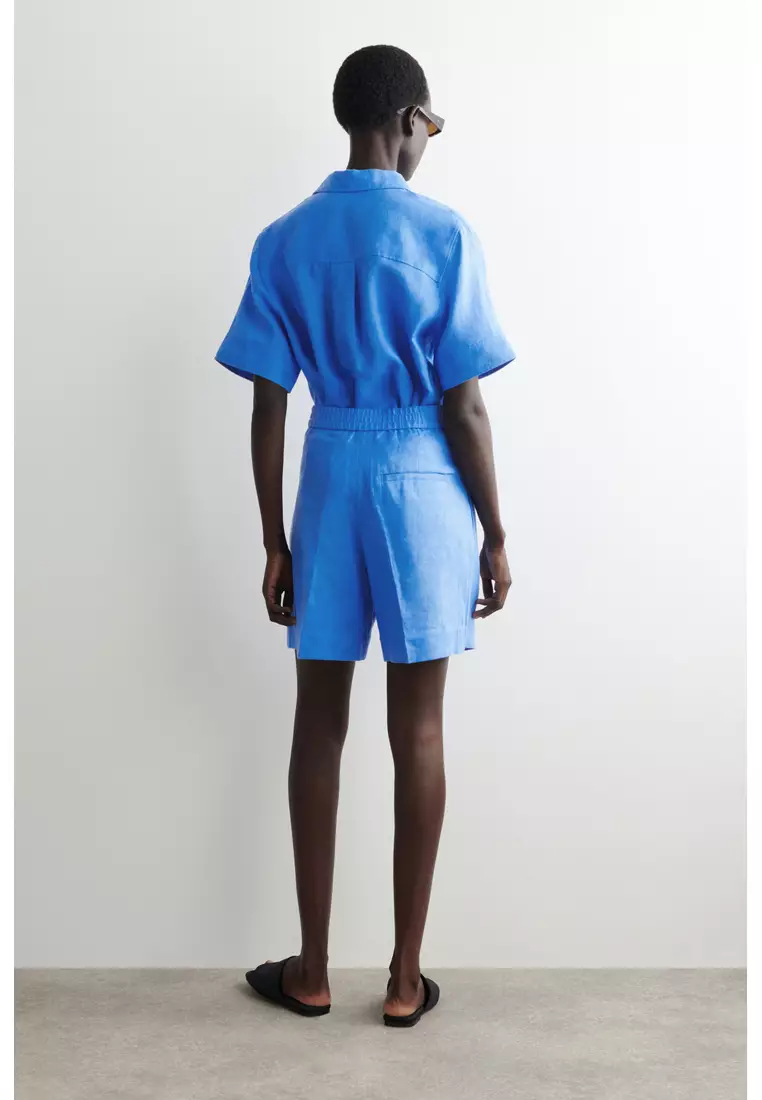 TAILORED ELASTICATED LINEN SHORTS