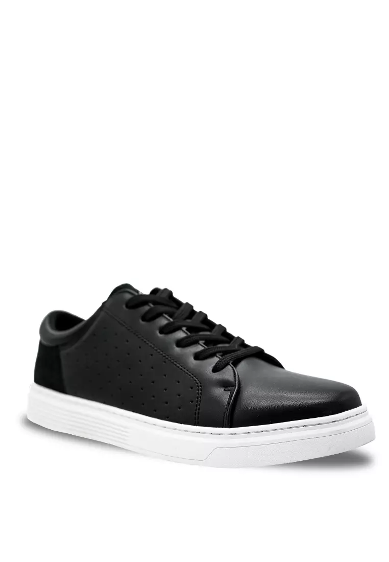 Men Lace Up Faux Leather Round Toe Lifestyle Sneakers