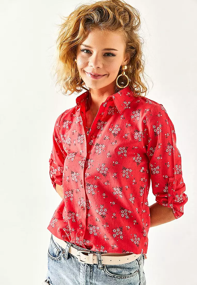 Folded Sleeve Linen Shirt