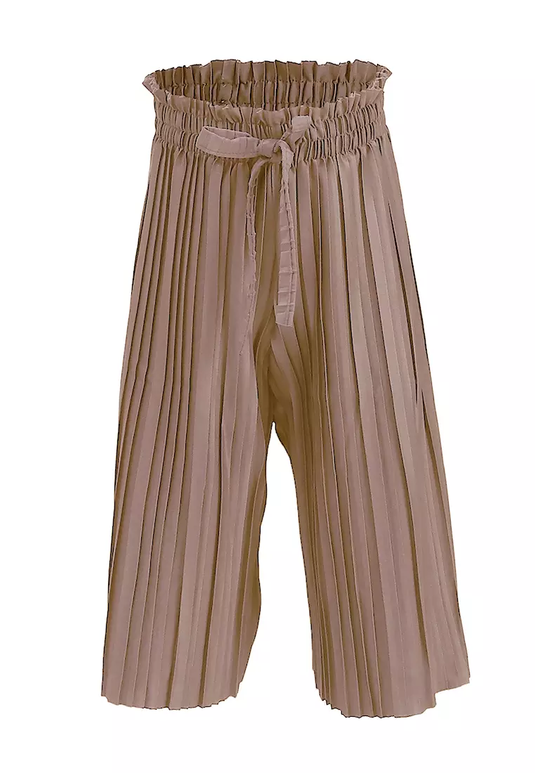 Yocelyn Kulot Plisket Anak Perempuan Motif Polos Kid Long Pants Material Hyget ORIGINAL - Milo