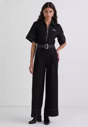オールインワン・サロペット KARL LAGERFELD Women Jumpsuits 225W1304999 Black Karl Lagerfeld Satin jumpsuit - Black - Women | 225W1304999