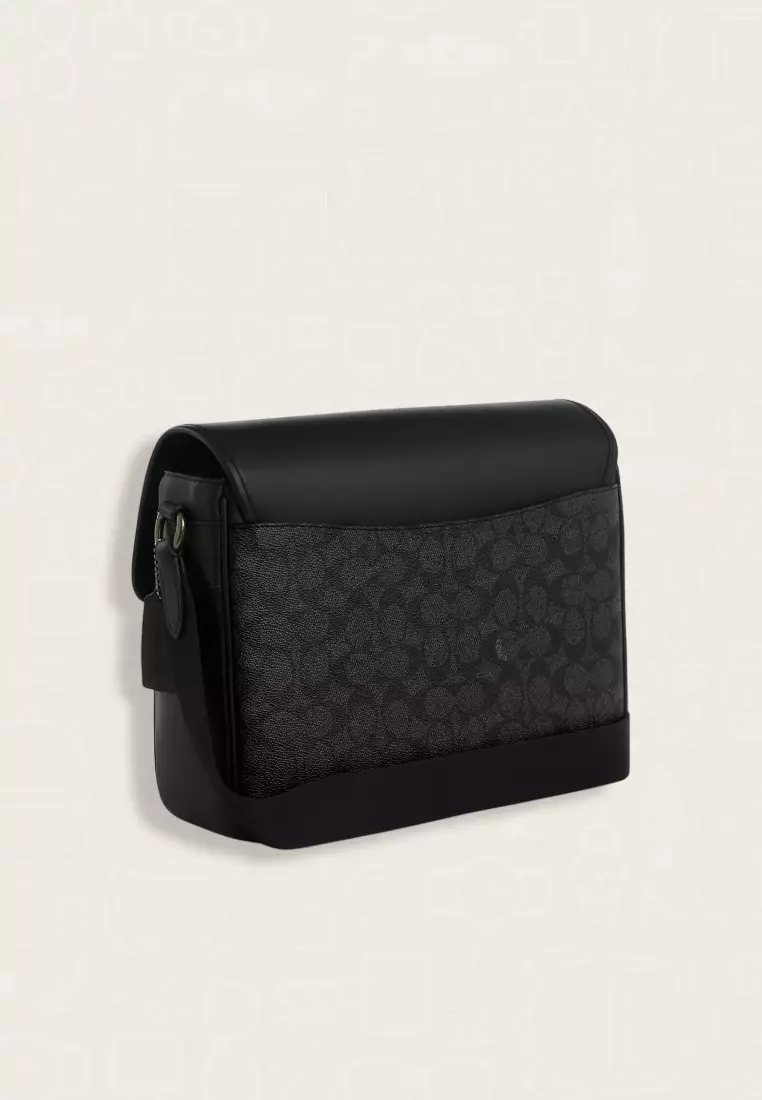 Coach Racer Messenger Bag In Signature Canvas Charcoal Black