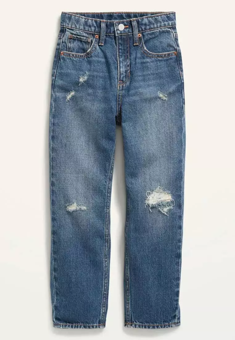 Buy Old Navy High-Waisted Slouchy Straight Ripped Jeans for Girls