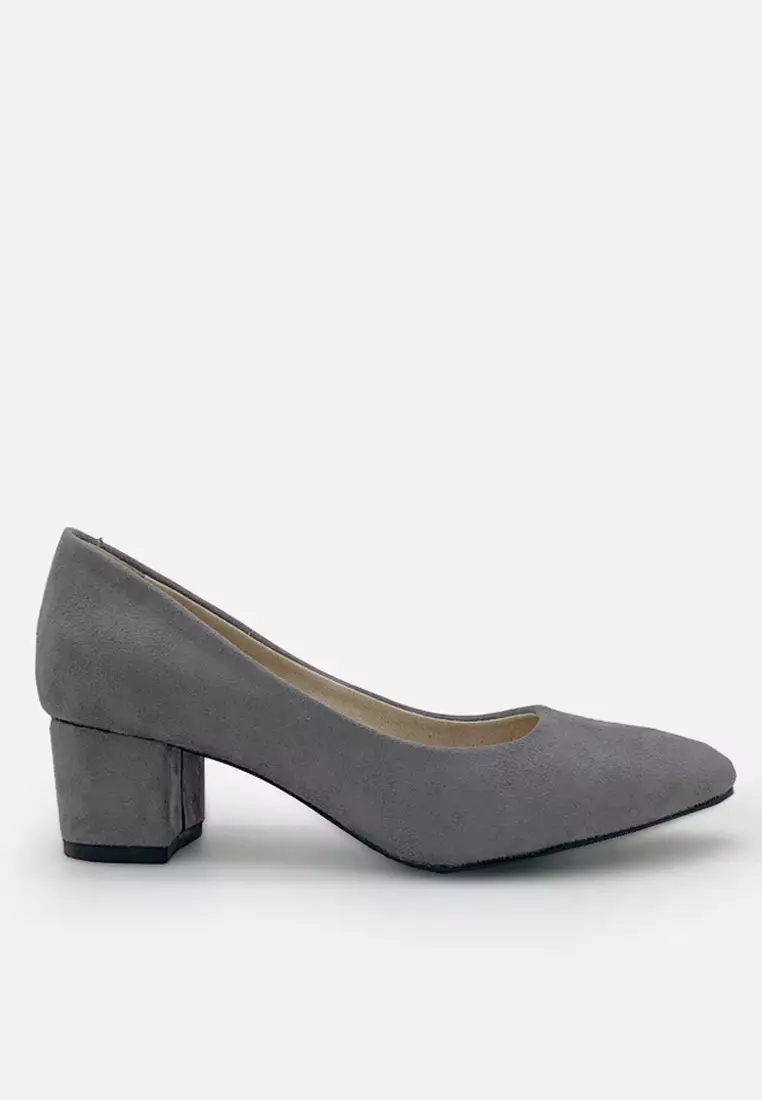 Blanche Pointed Toe Pumps Sepatu Block Heels Wanita