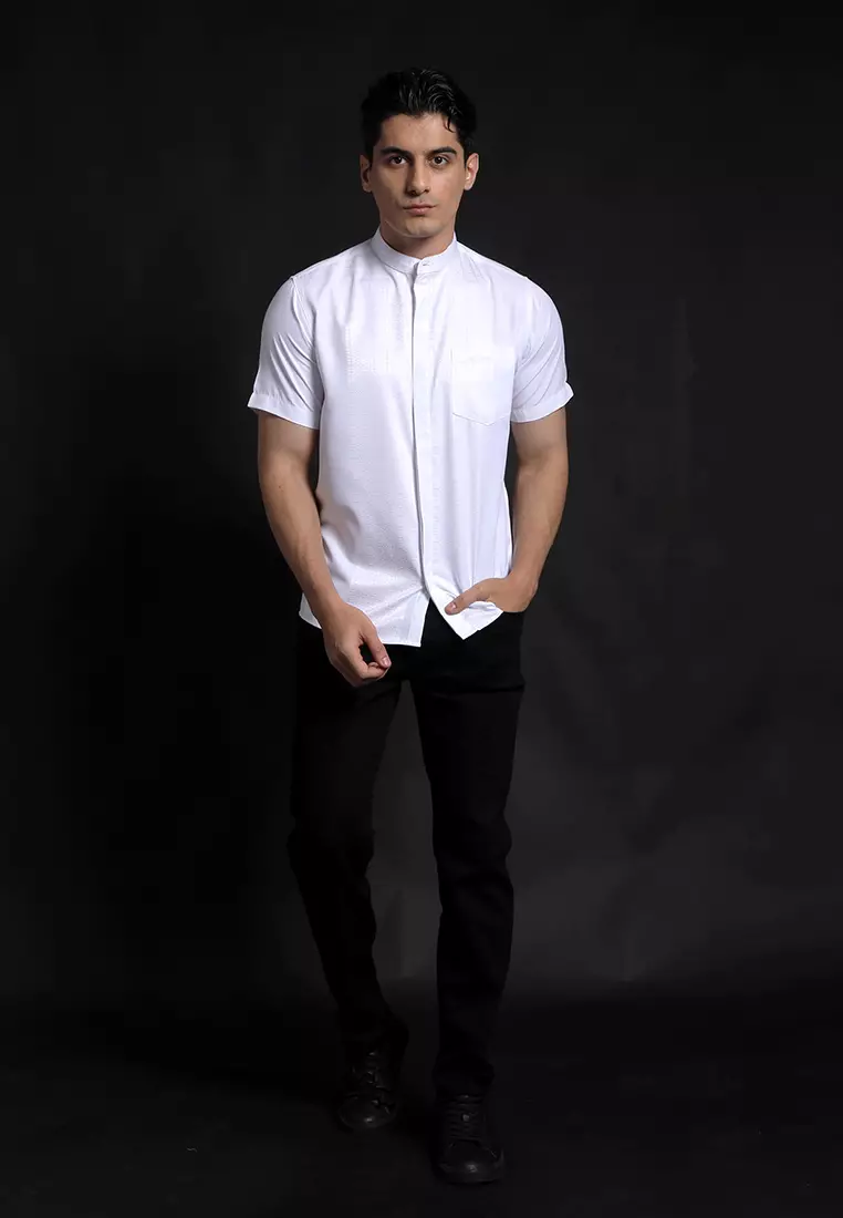 Casella Baju Koko Pria Lengan Pendek Premium Vertical 4026 White