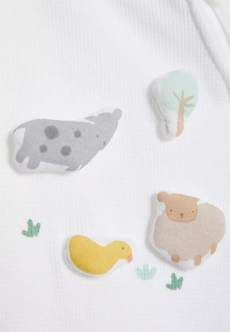 2pk Pure Cotton Farmyard Sleepsuits