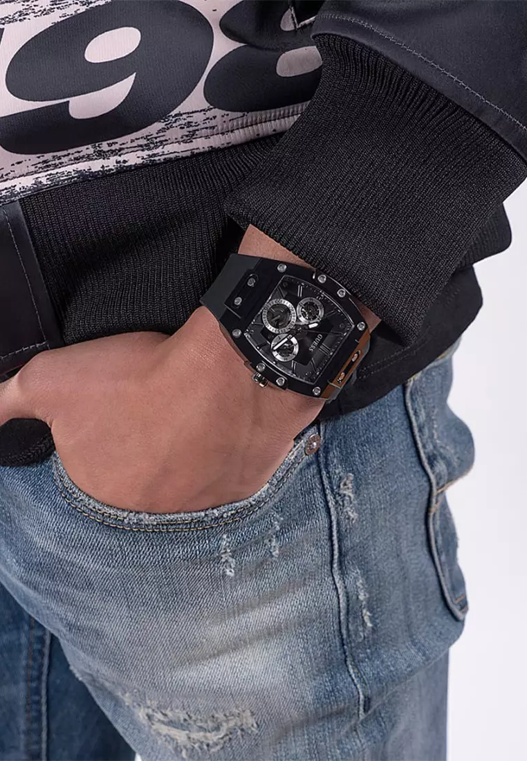 Guess GW0203G3 - Jam Tangan Pria - Black - Silicone Watch