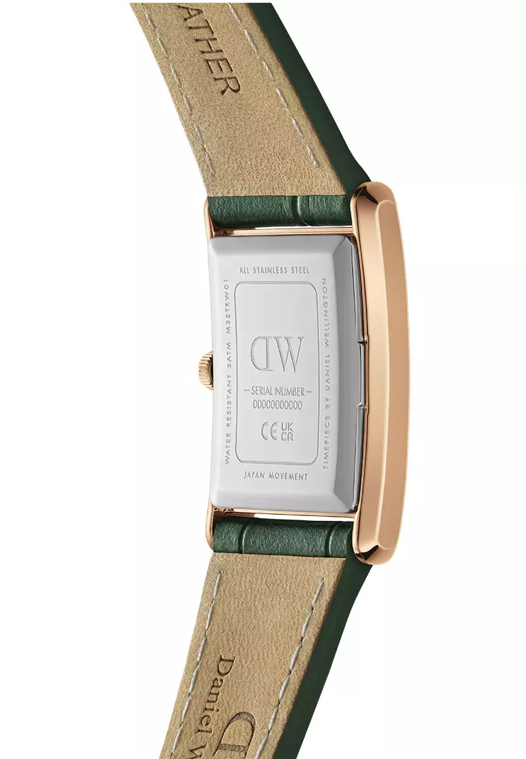 Bound 32x22mm Green Crocodile - Rose Gold - Emerald Sunray Dial - Fashion Watch for women - Croc Leather Strap Watch - Female Watch - DW Official - Authentic