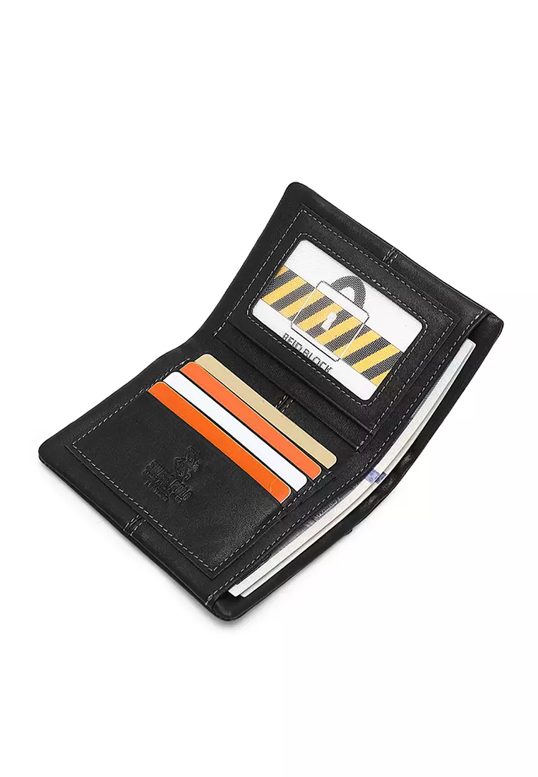Genuine Leather RFID Short Wallet - Black