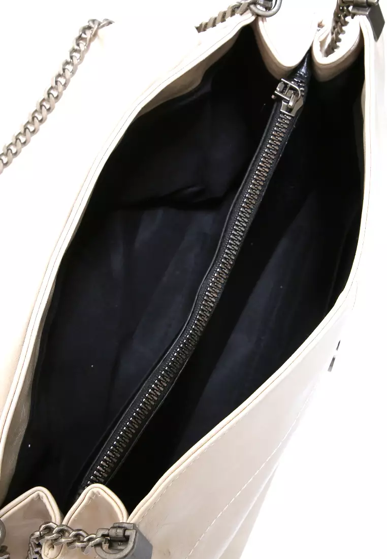 Eilaria Tas Kerja Wanita Shoulder Bag Tali Rantai Large Compartment Material Leather ORIGINAL - Beige