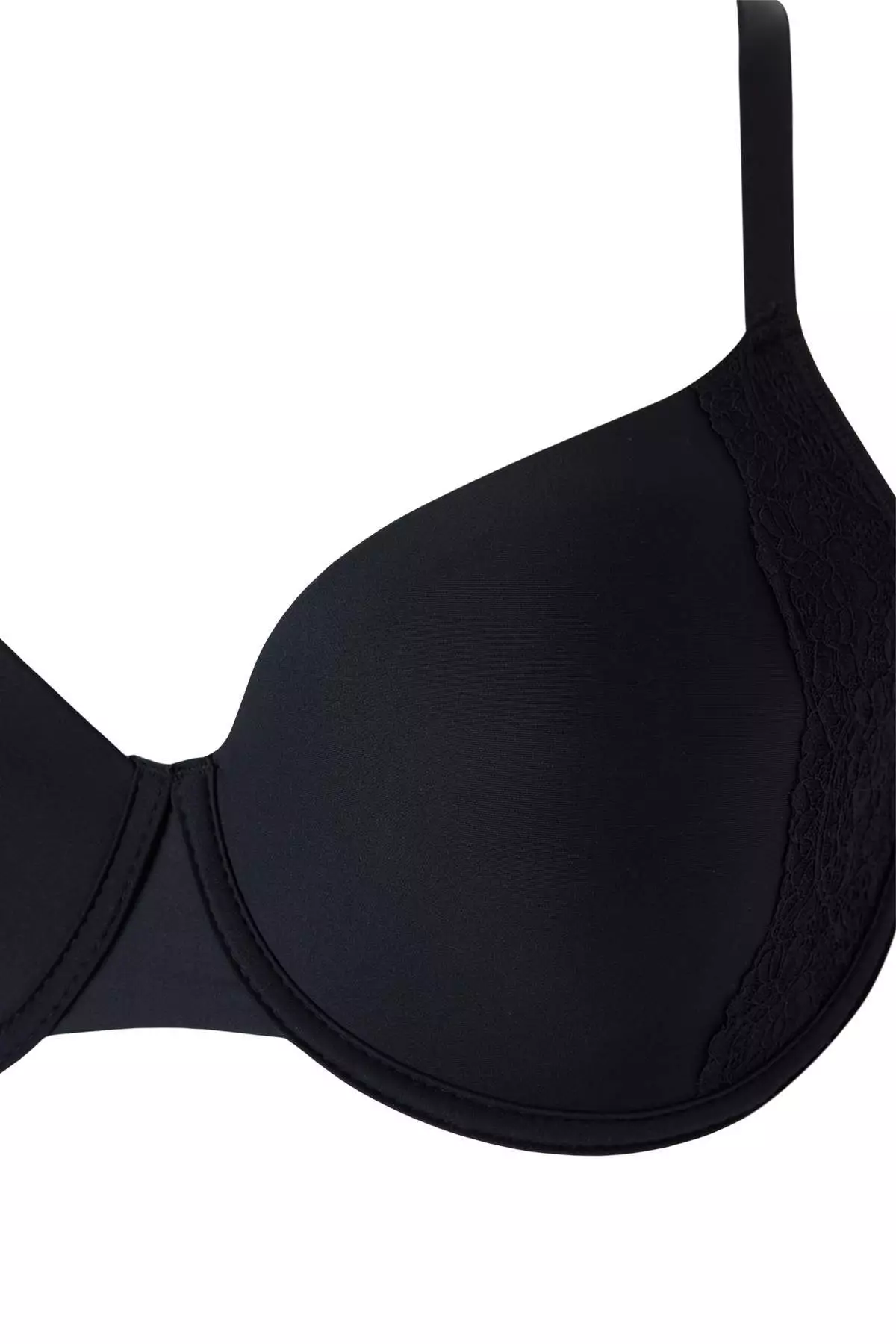 Black Lace Detailed Fixed Covered Plus Size Bra Tbbss26Cw00003