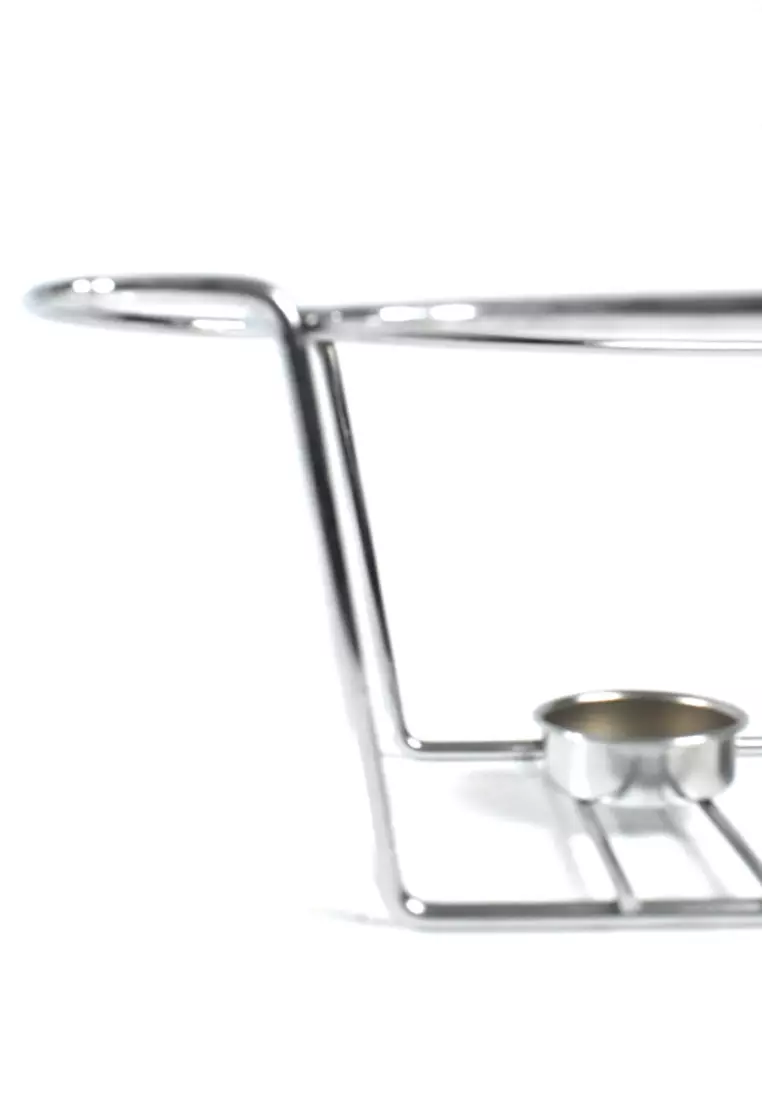 Buy Slique Premium Ceramic Rectangular Serving Dish with Glass Lid and  Silver Plated Metal Stand with Tealight Candle Holder 1000ml 2024 Online