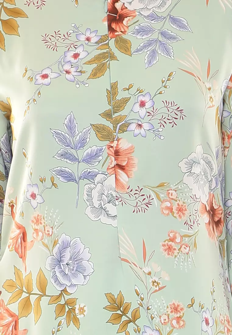 Ivy Printed Kurung Modern in Mint Green