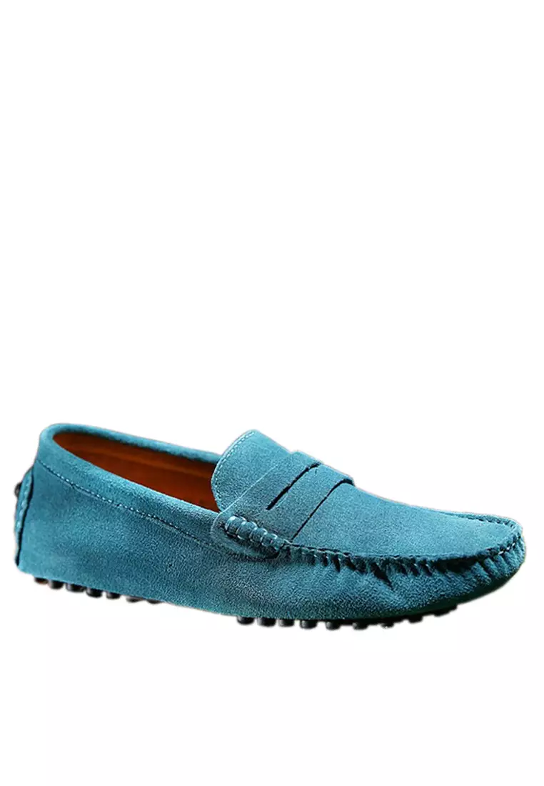 Mens blue suede driving shoes best sale