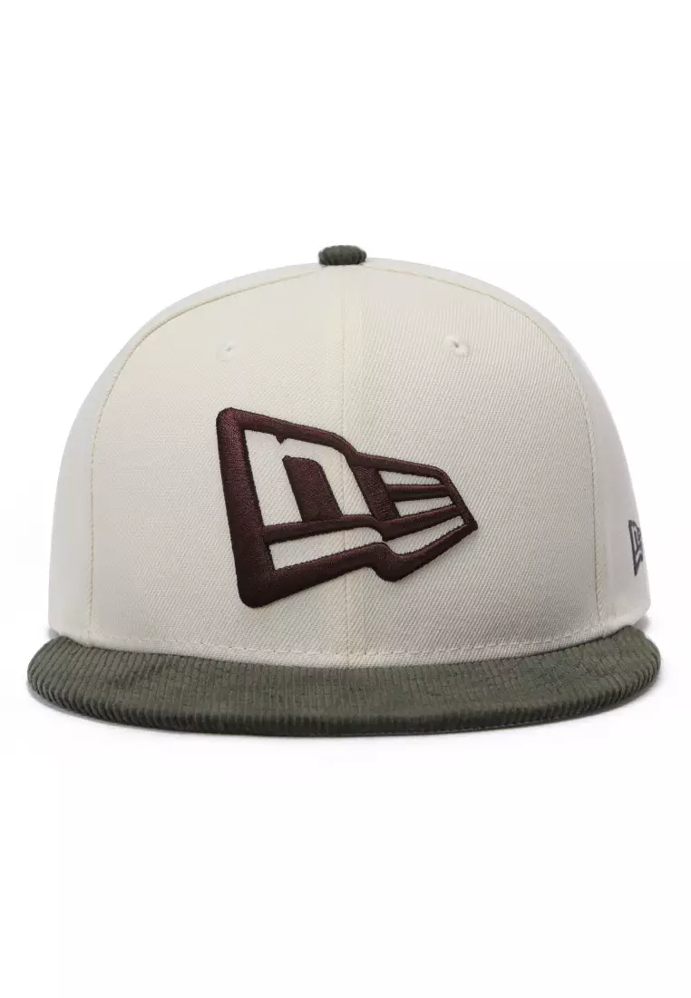 NE Flag Chrome White Dark Green Corduroy 59FIFTY Fitted Cap