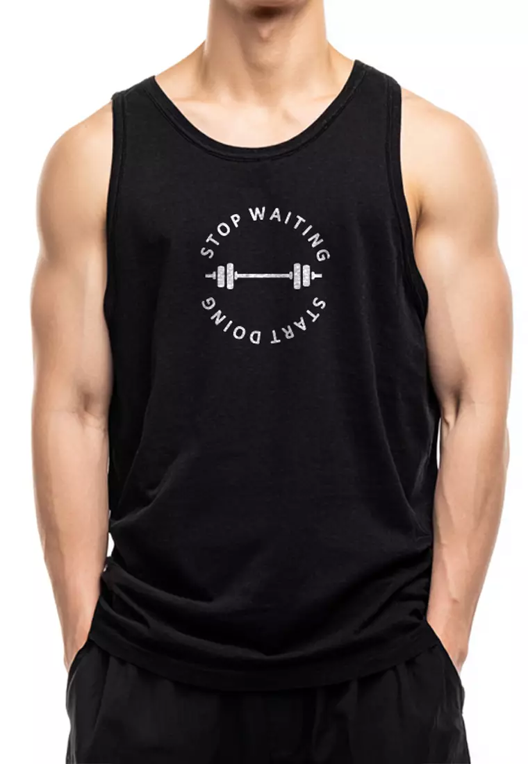MTW76 Kaos Kutung Tank Top Instacool "start doing" hitam