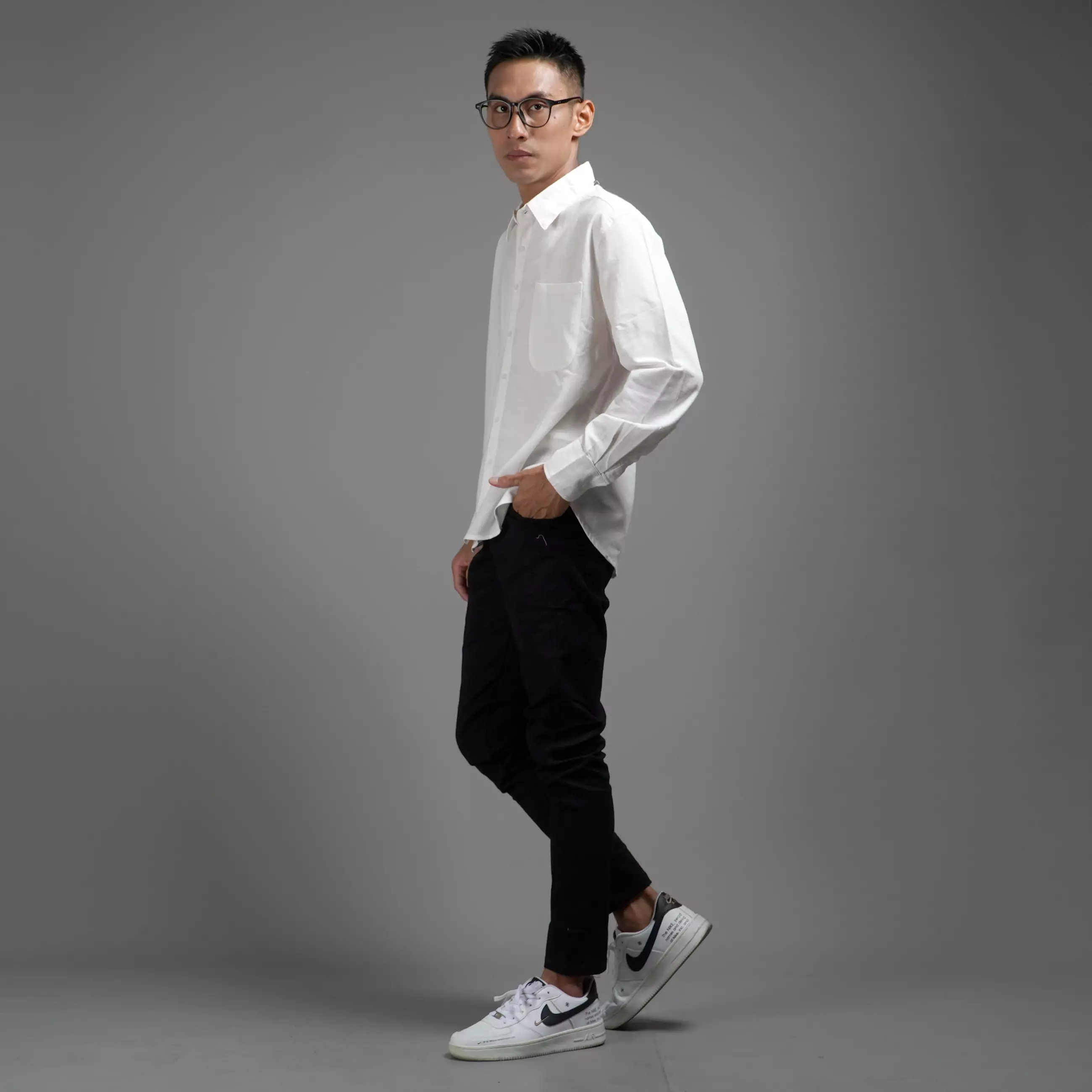  FERNANDO Kemeja Pria Workshirt Long Sleeve Work Shirt - PUTIH