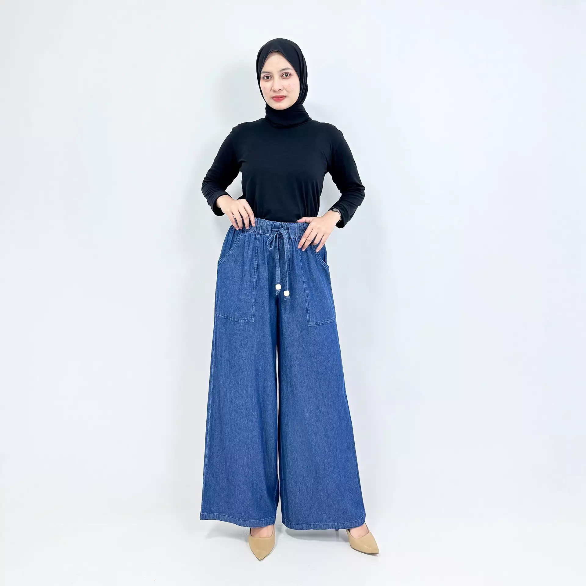 Lola Denim Pants [DARK BLUE] Celana Panjang Soft Jeans Wanita