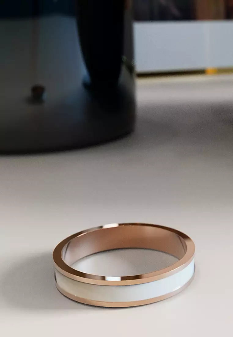Buy Bullion Gold BULLION GOLD Ceres Timeless Ring White Enamel