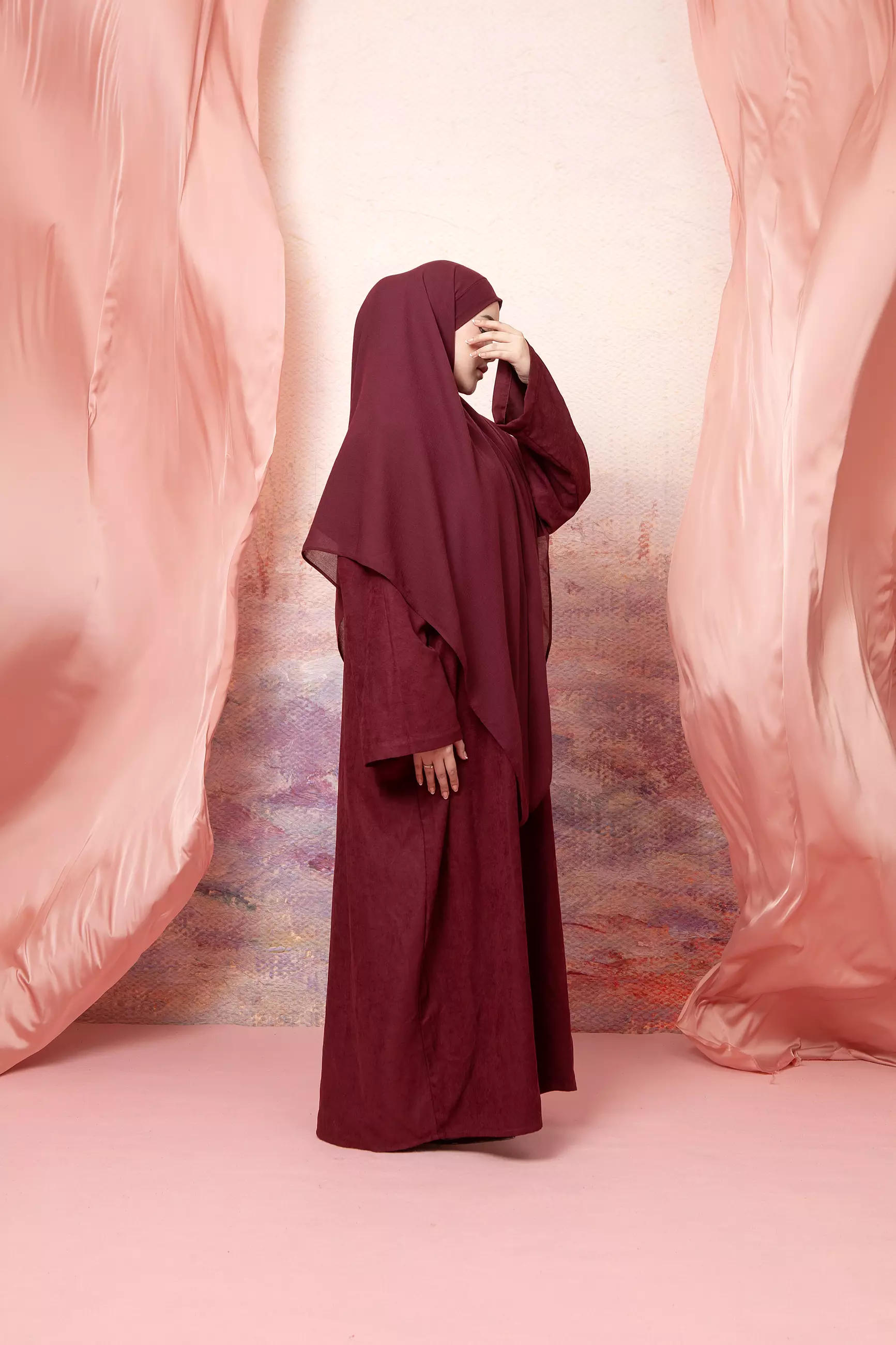 Mahda Abaya Dress Burgundy