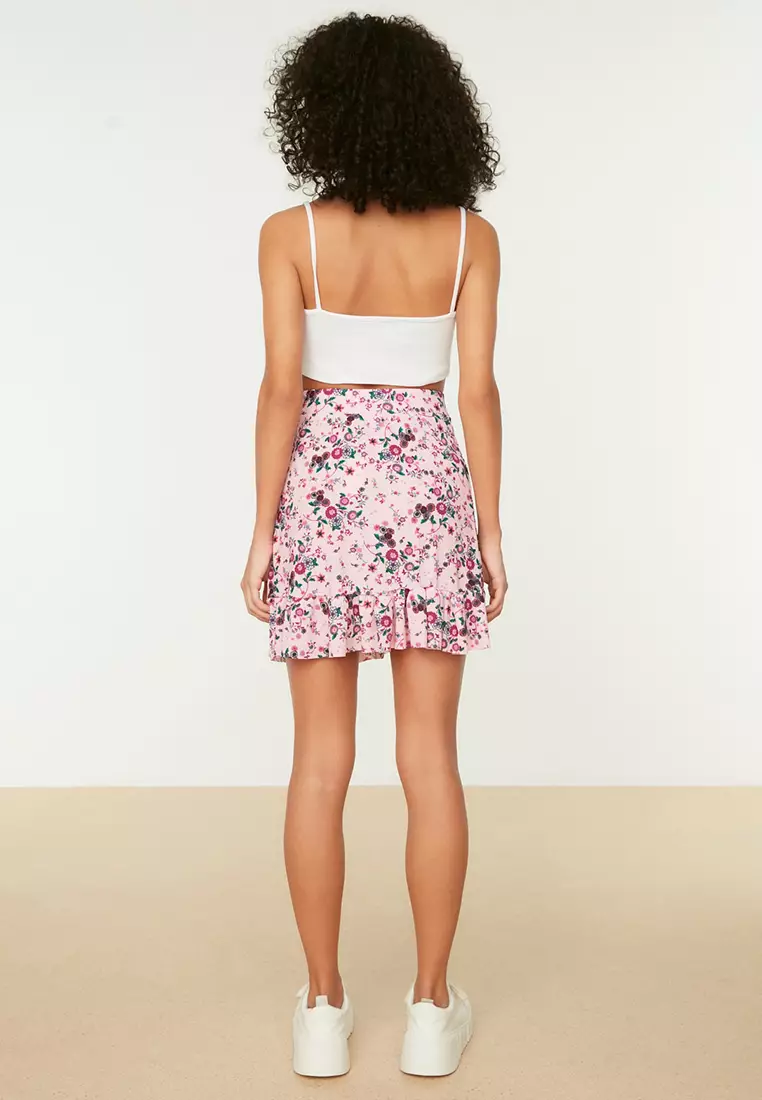 Print Ribbon Tie Wrap Skirt