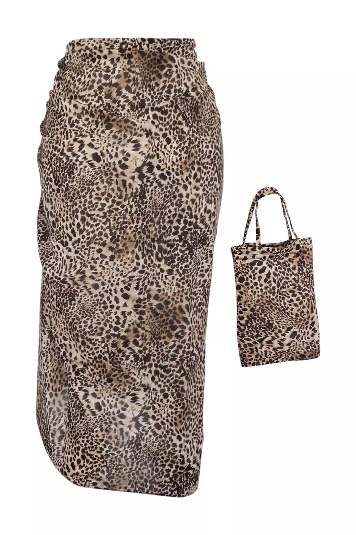 Leopard Patterned Woven 1% Cotton Beach Pareo With Mini Bag Set Of 2 Tbess26Pr8