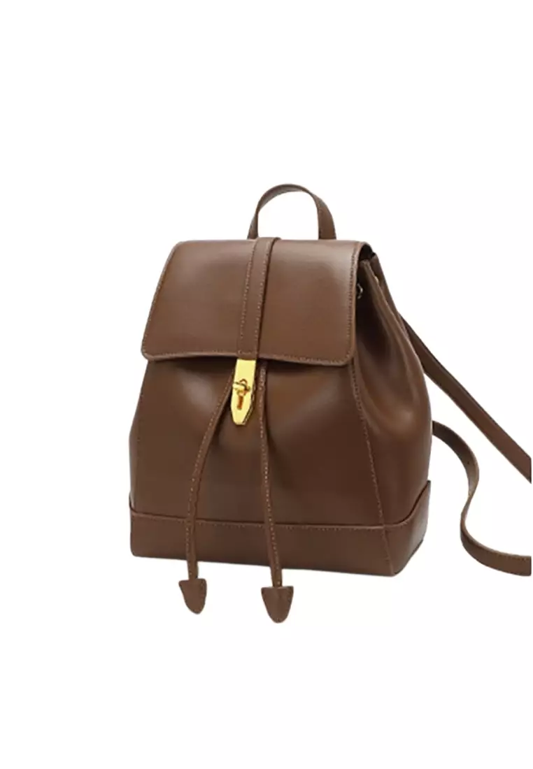 Women's Drawstring Cowhide Leather Backpacks