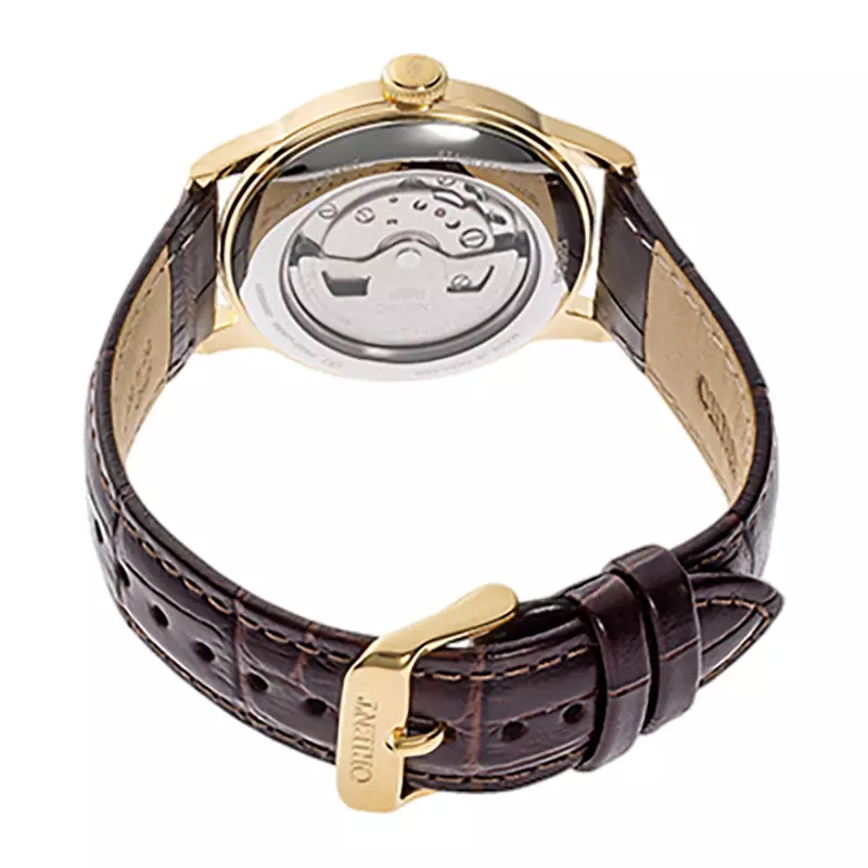 Jam Tangan Pria Orient Classic RA-AP0106S Bambino 38 Small Seconds Automatic Silver Dial Brown Leather Strap