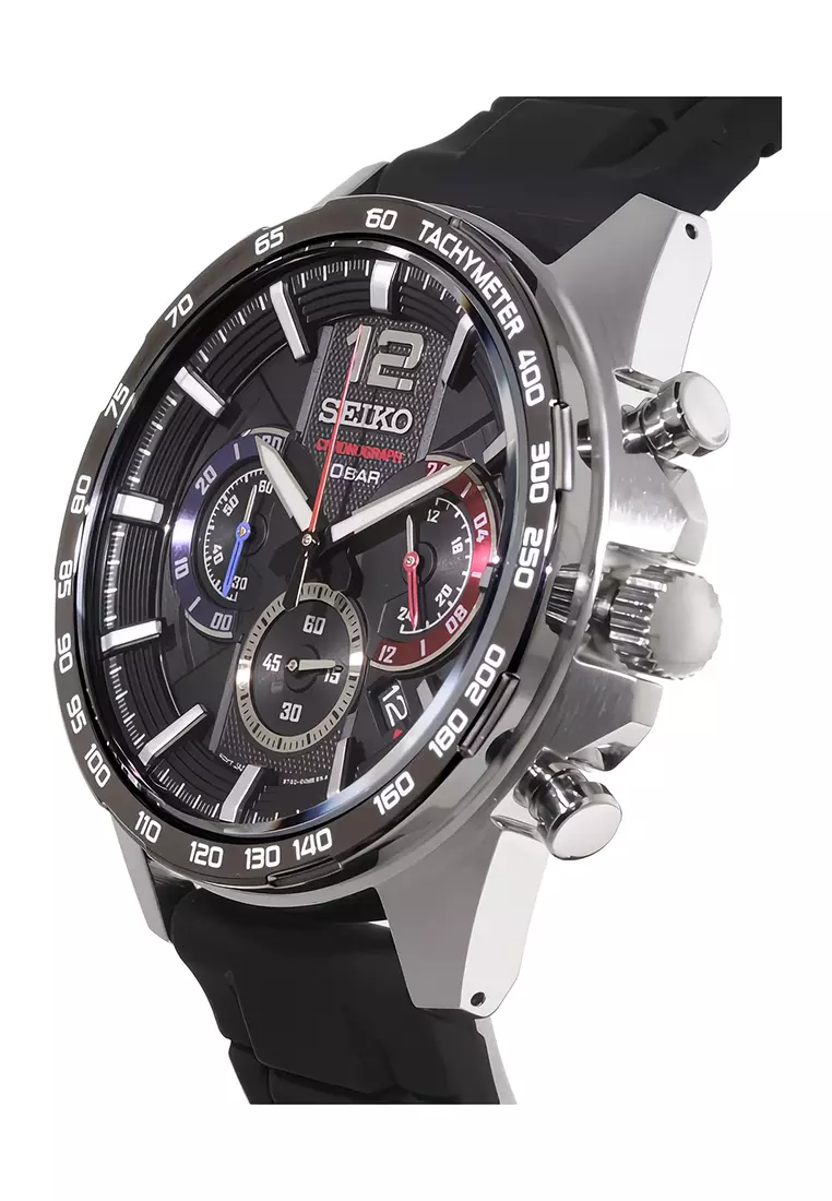 Jam Tangan Pria Seiko Chronograph SSB347P1 Neo Sport - Black Rubber Strap
