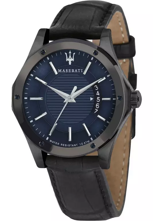 【2 Years Warranty】Maserati Circuito 42mm Blue Dial Black Leather Strap Men's Quartz Watch R8851127002