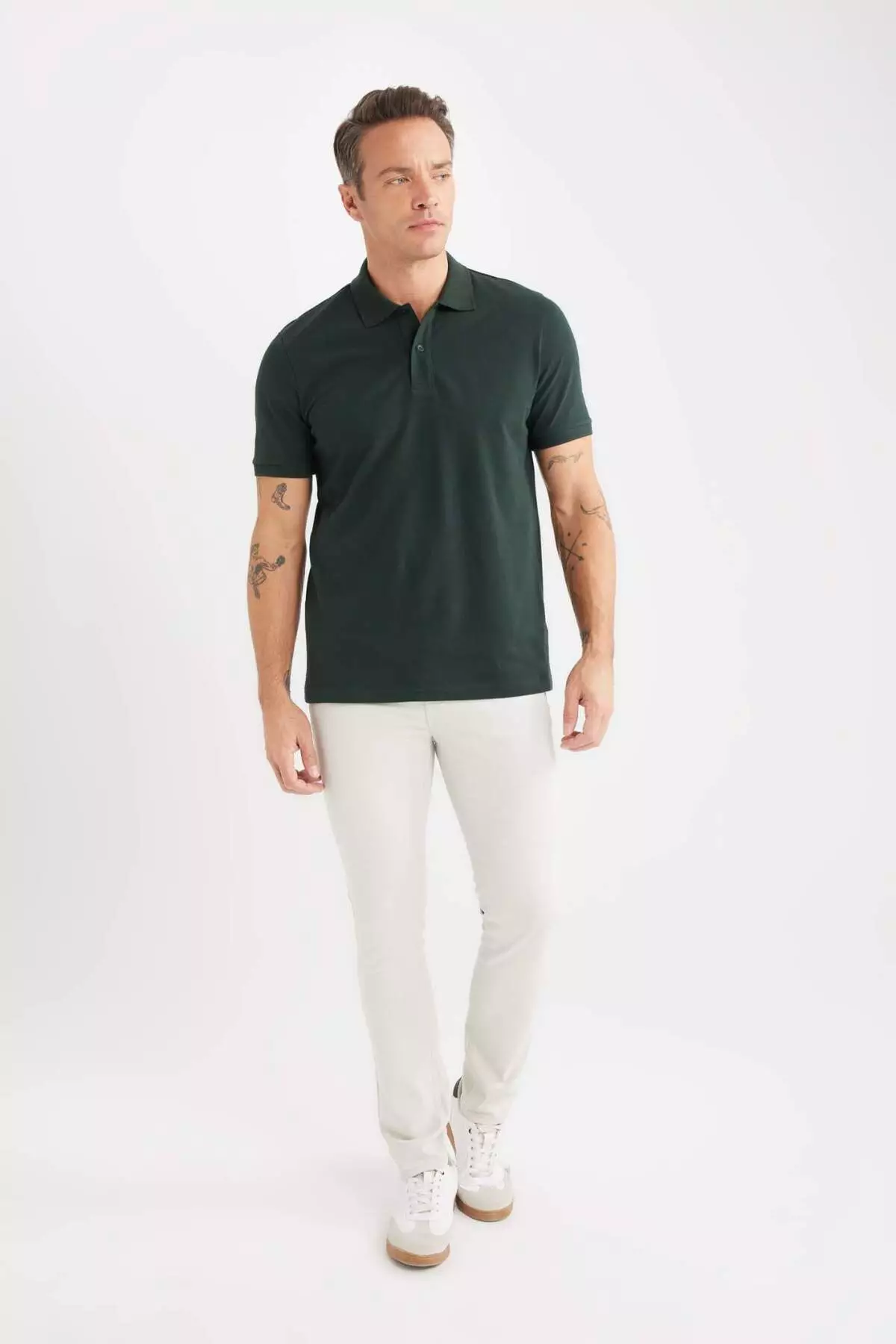 100% Cotton Regular Fit Polo Collar Short Sleeve Basic Plain Pique Fabric T-Shirt C1293Ax25Sp