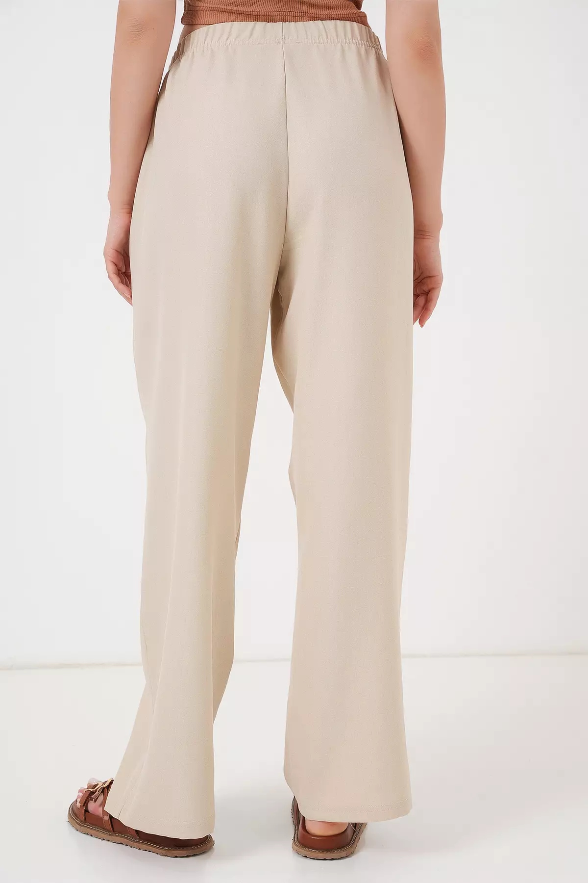 Wide Leg Linen-Look Trousers
