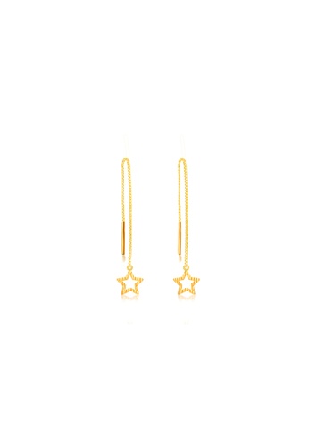 MJ Jewellery gold MJ Jewellery 5G Gold Collection Star Chain Drop Earrings S17, 916 Gold 2681AACEFFEFF7GS_1