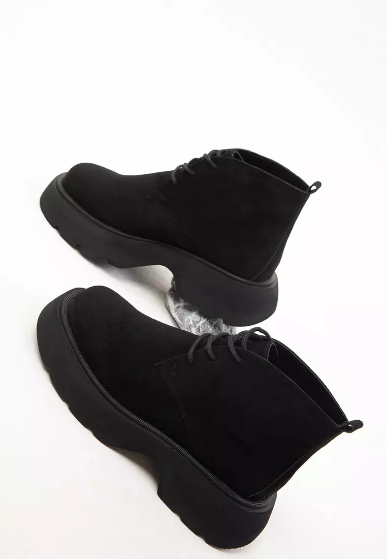 Black Suede Women's Boots - 19928 Model Bootie