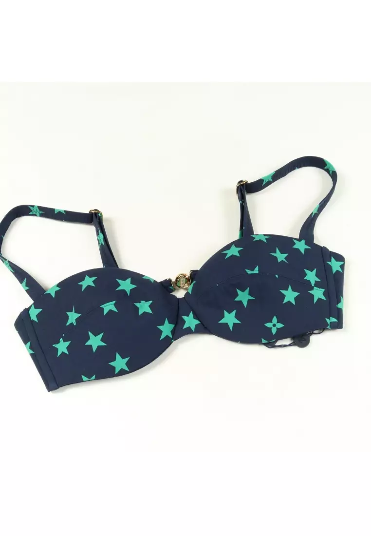 Pre-Loved Louis Vuitton bikini swimsuit star Nylon Navy green